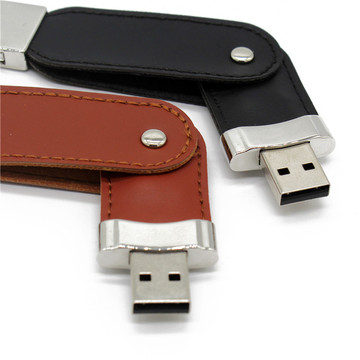 USB flash drive 64gb Leather metal keyring Pendrive