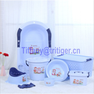 Food grade plastic baby wash bucket wash bailer children shower bath round plastic basin for sale 7 PCS/Set