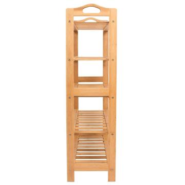 HOME Free Standing Bamboo Shoe Rack with Handles | 5 Tier | Wood | Closets and Entryway | Organizer | Fits 15 Pairs
