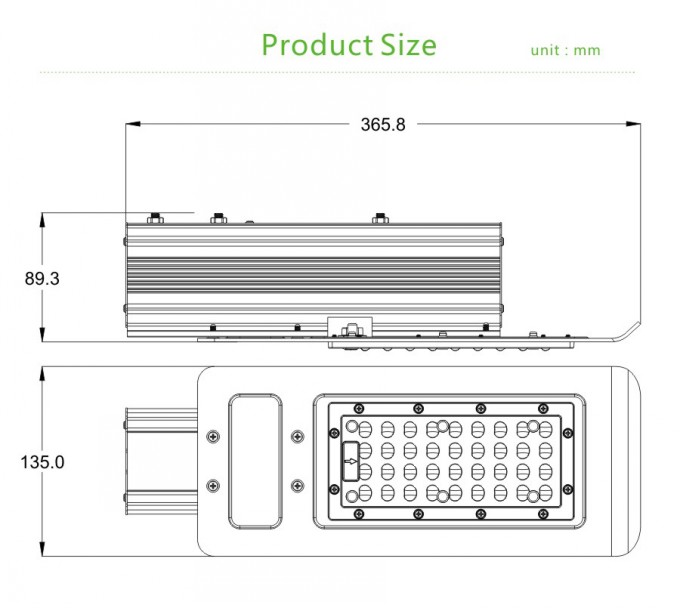 40W LED Street Light size 