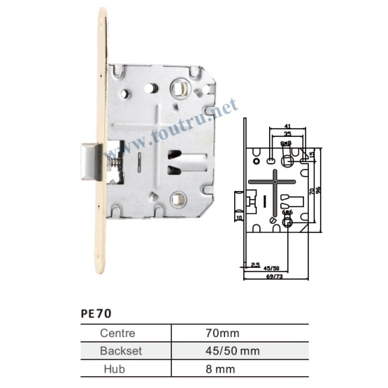 PE70 Spain series hole bathroom lock silent latch