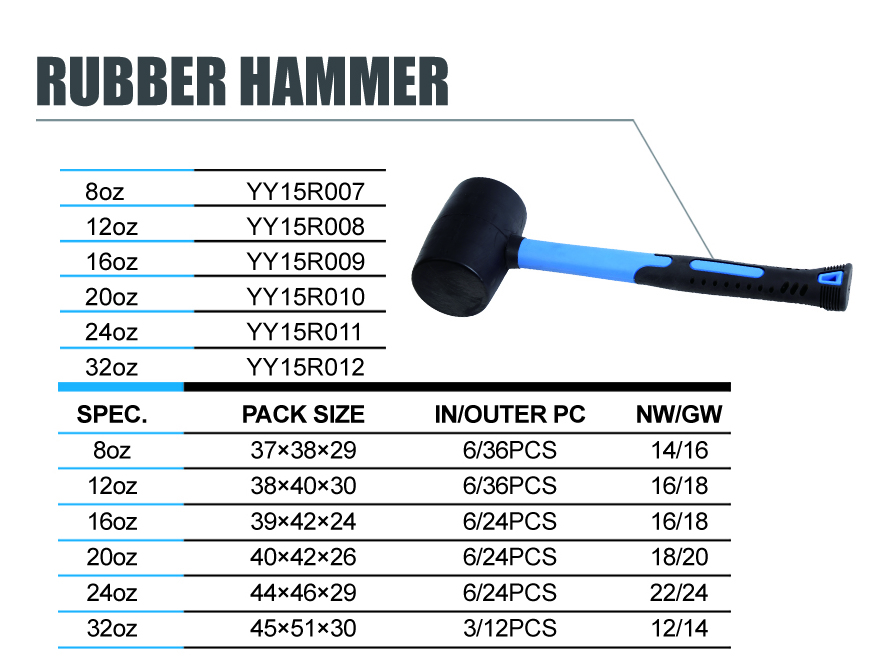 fiberglass handle 7711194 DENZEL 32 oz Black rubber mallet