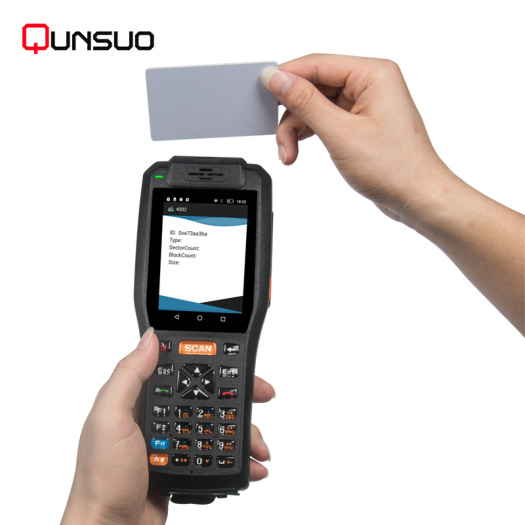 Handheld barcode scanner PDA with printer and base