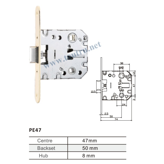 PE47 Spain series hole bathroom lock silent latch