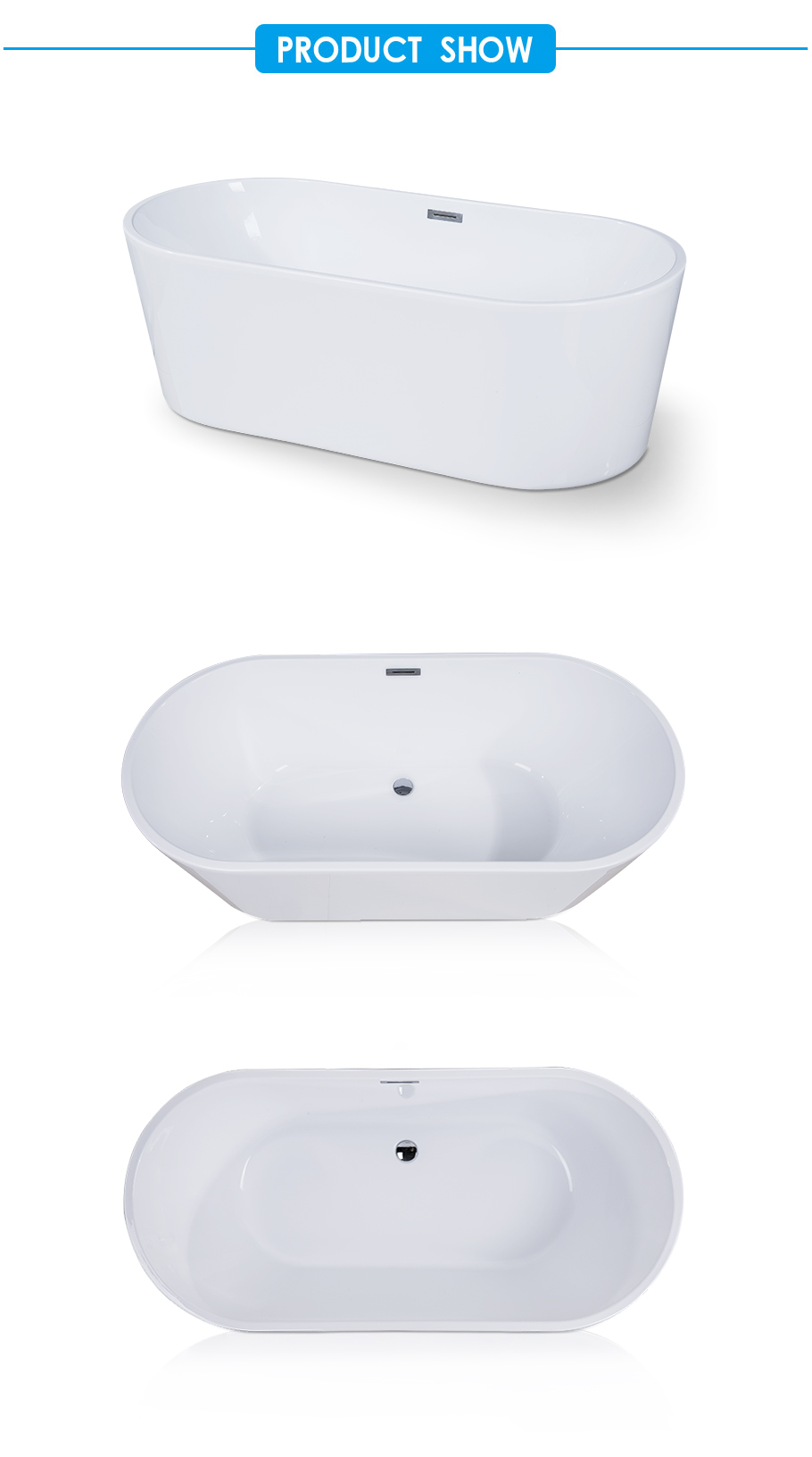 Sensuality Double Ended Narrow Edge Bathtub in White