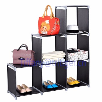 3 tiers Storage Cube Closet Organizer Shelf 6-cube Cabinet Bookcase Black