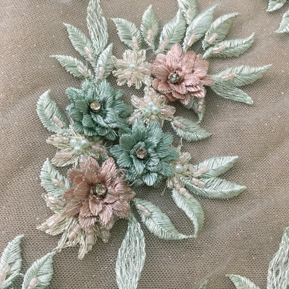 Light Green Flower 3d Fabric