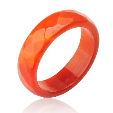 Natural 6MM Red Carnelian Agate Gemstone Faceted Rings