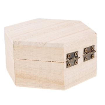 unfinished mini wooden jewelry box case woodworking art hexagonal