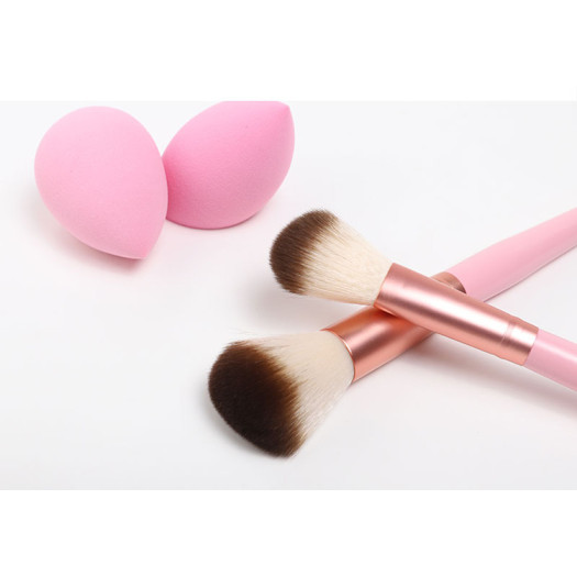 2 Piece Pink Makeup Beauty Blush Brush Kit