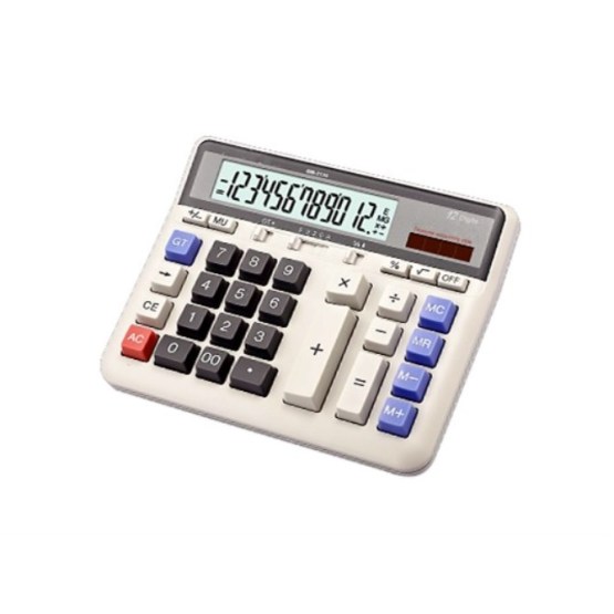 12 digits solar desktop calculator with battery