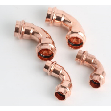 Copper V-profile press fitting 90 elbow