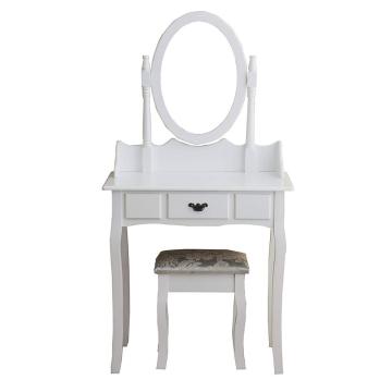 Dressing Table 3-Drawer Makeup Dresser Set with Stool Oval Mirror