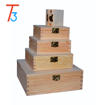variety square wooden gift boxes storage with lid and clasp