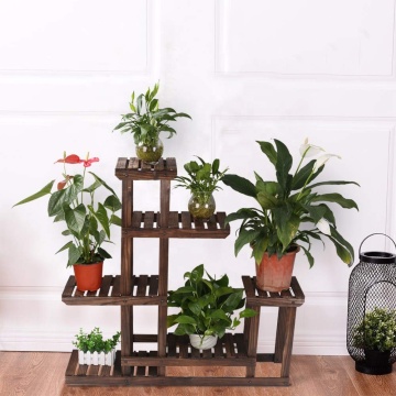 Wooden Plant Stands Flower Rack Plant Stand Multifunctional Wood Shelves Storage Rack Bookshelf W/Hollow-Out Rack Bonsai Display