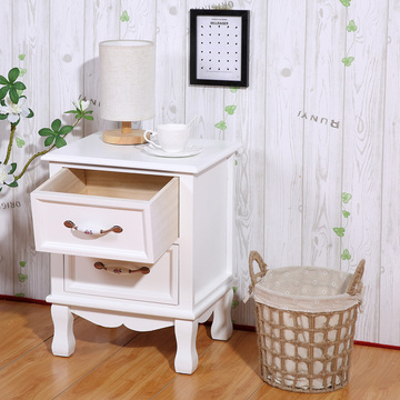 Modern Bedroom Cabinet White Wooden Bed Side Table Night Stand with 2 Drawers