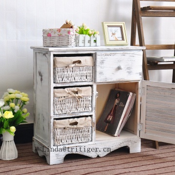 chinese cheap wholesale antique furniture solid wood cabinet rattan basket drawers