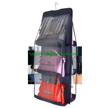 6 Pocket Handbag Anti-dust Cover Clear Hanging Closet Bags Organizer Purse Holder Collection Shoes Save Space