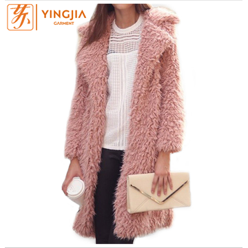 Winter Women Long Plush Coat Lapel Furry Coat