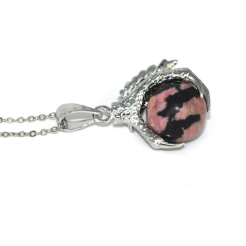 New Products 2016 Charm Jewelry Rhodonite Sphere Dragon Ball Claw Pendant