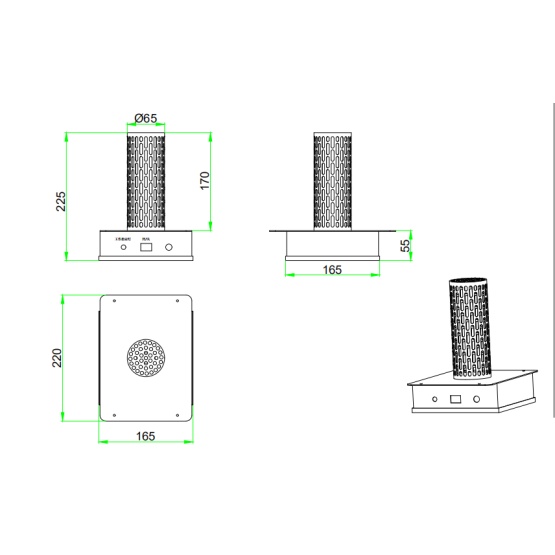 ozone free 1000cmh havc air handing downlight