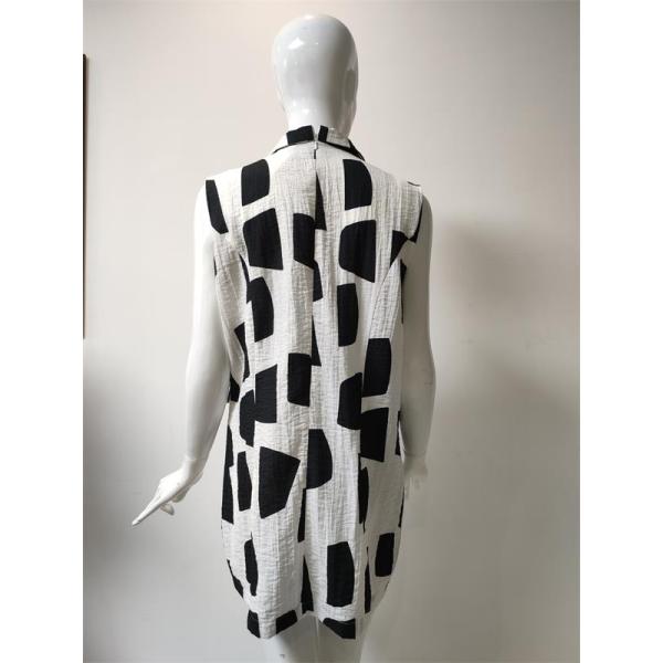 Printed viscose/nylon/linen dress with pocket