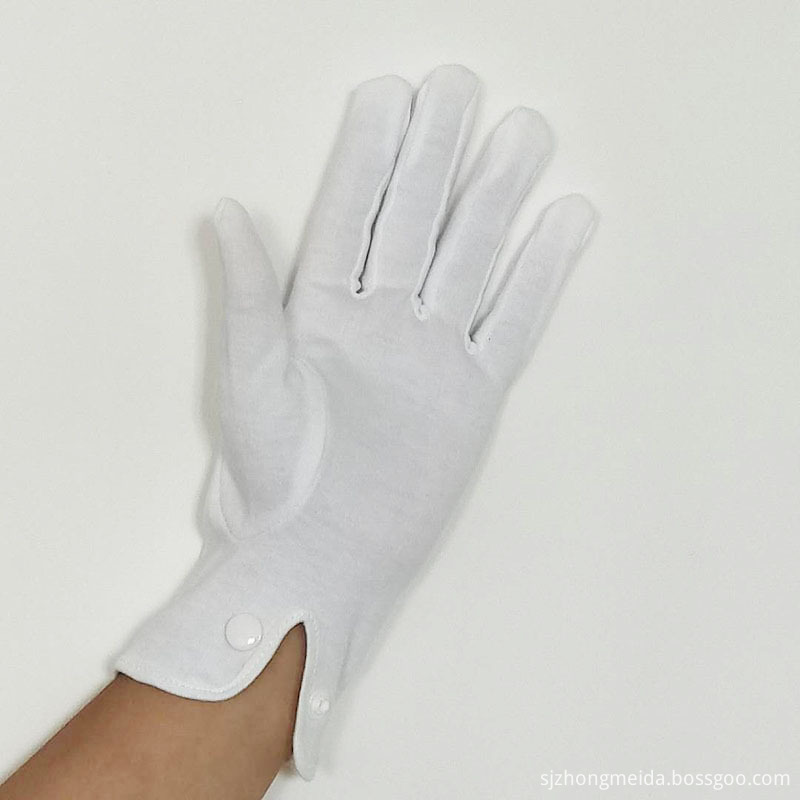 White Cotton Snap Gloves For Police 3