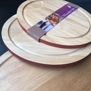 Rubber wood large cutting board with well