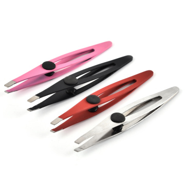 Hot sell Assorted Colors Eyebrow Tweezer Trimmer Stainless Steel Slant Tip Hair Pincet Puller Removal Eye Brow Clips Makeup Tool