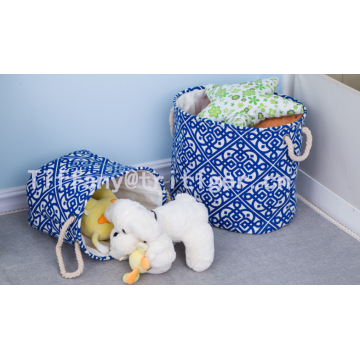 OEM Waterproof jute collapsible laundry basket 100% Cotton foldable waterproof basket storage for laundry
