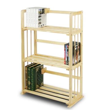 Pine Solid Wood 3-Tier Bookshelf