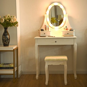 White simple Mirrored dressing table