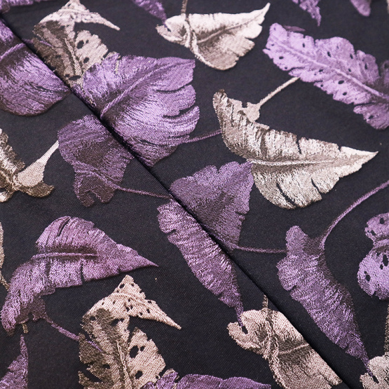 Purple Birds Feather Jacquard Elegant Fabric