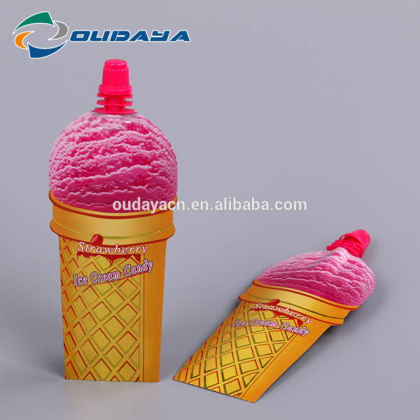 Package Stand Up Ice Cream Shaped with Spout