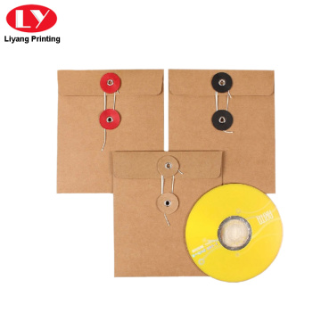 Kraft Paper Envelope With Button String For CD