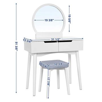 Wholesale New Design White Wood Mirror Almirah Simple Dressing Table With Drawers