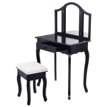 black modern wood mirrored dresser furniture dressing table