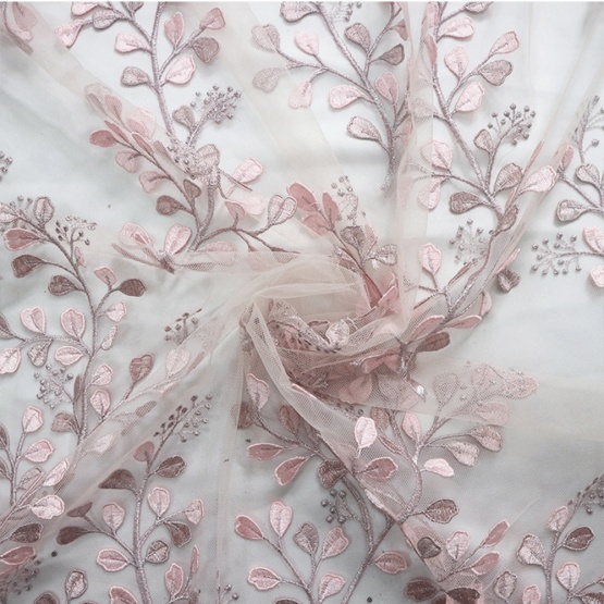 Light Pink layser Embroidery Lace Fabric