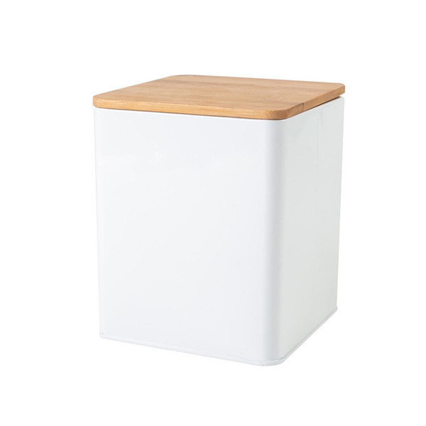 White bamboo lid tea sugar canister
