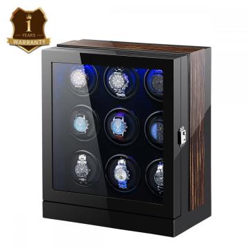 Black 9 Rotors Watch Winder With LED Lights