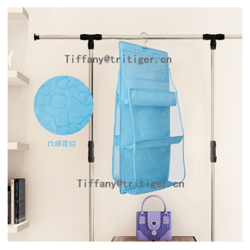 Factory blue pink white color non woven hanging hand bag organizer