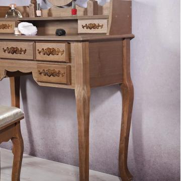 Vanity Brown Dressing Table 3 Mirrors Modern Dressers with Stool