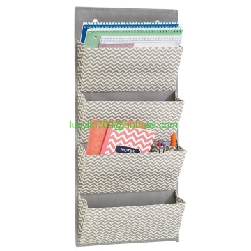 Wall Mount/Over the Door Fabric Office Supplies Storage Organizer for Notebooks, Planners, File Folders