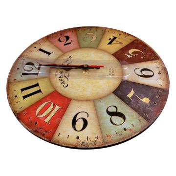 Silent Battery Operated Non Ticking 12 inch Vintage Colorful Wood Wall Clock