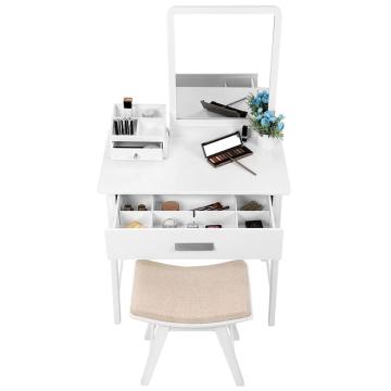 Vanity Table Set with Square Mirror and Makeup Organizer Dressing Table Designs