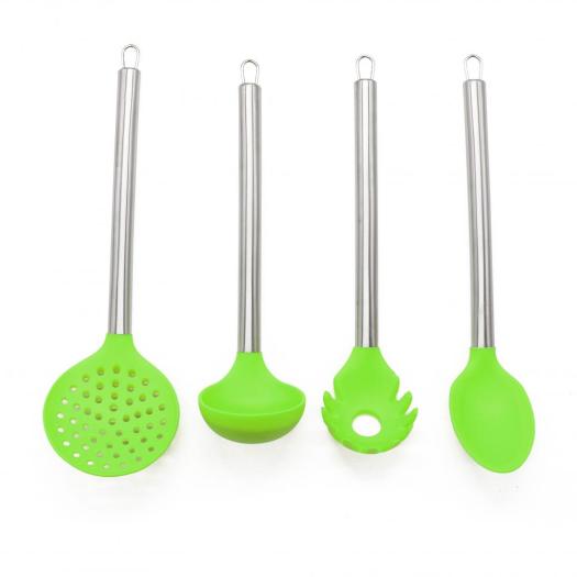 kitchen utensils silicone set stainless steel handle