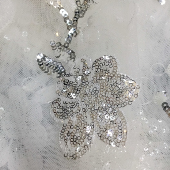 Flower Crystal Tulle Lace Fabric for Dress