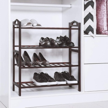 100% Bamboo 4-Tier Shoe Rack 30 Inch Wide Shoe Shelf Storage Organizer Holds Up to 16 Pairs,Ideal for Entryway Hallway