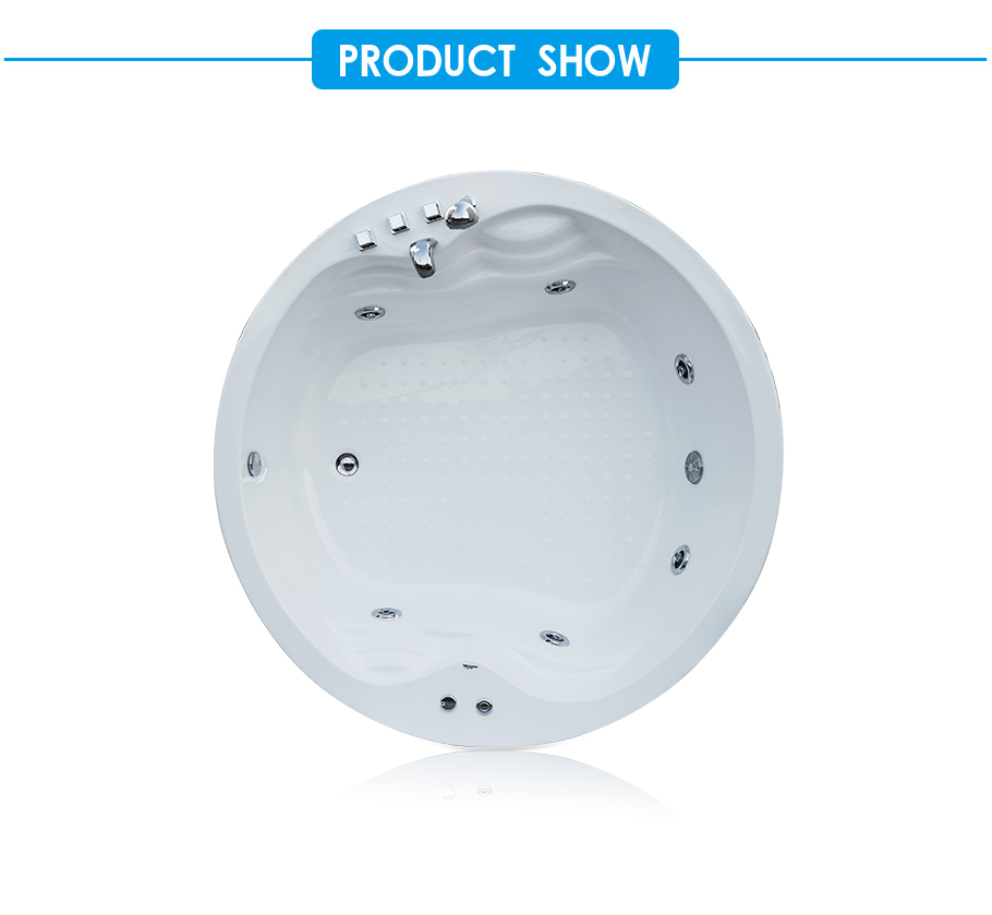 Round Acrylic Drop-in Bathtub in White