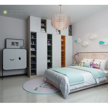 Modern Furniture Melamine Kid's Bedroom With Pink Cushion
